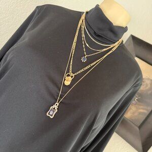 #10 garden party costume jewelry / purple&green gems with gold accents necklace